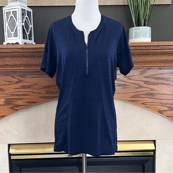 Athleta Tops - Athleta Women's Heathered Navy Performance Zip Front Athletic Top Sz. L